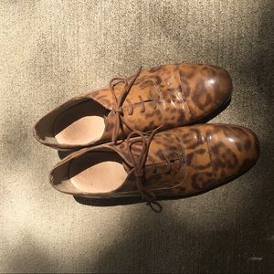 J. Crew Patent Leather Loafers in Leopard Print